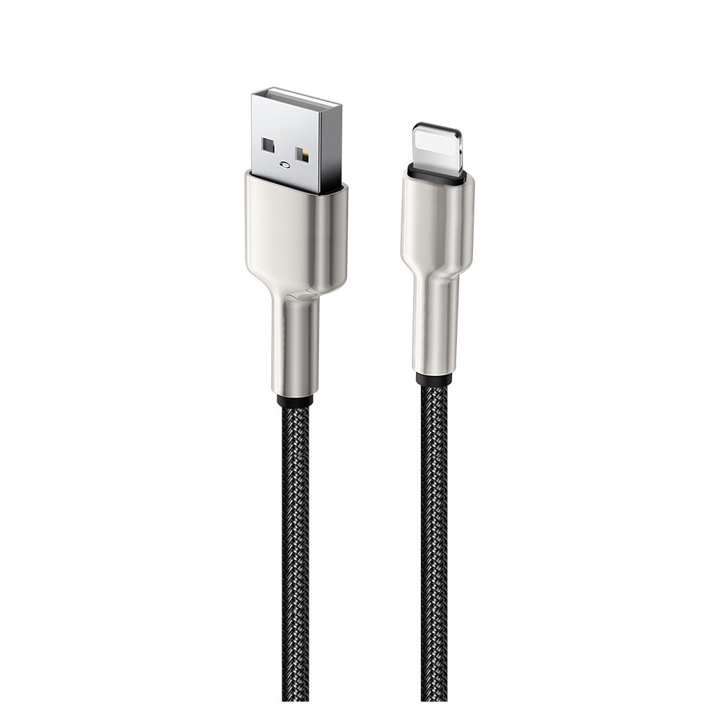 Дата кабель USB 2.0 AM to Lightning 1.0m head metal black ColorWay (CW-CBUL046-BK) - зображення 4