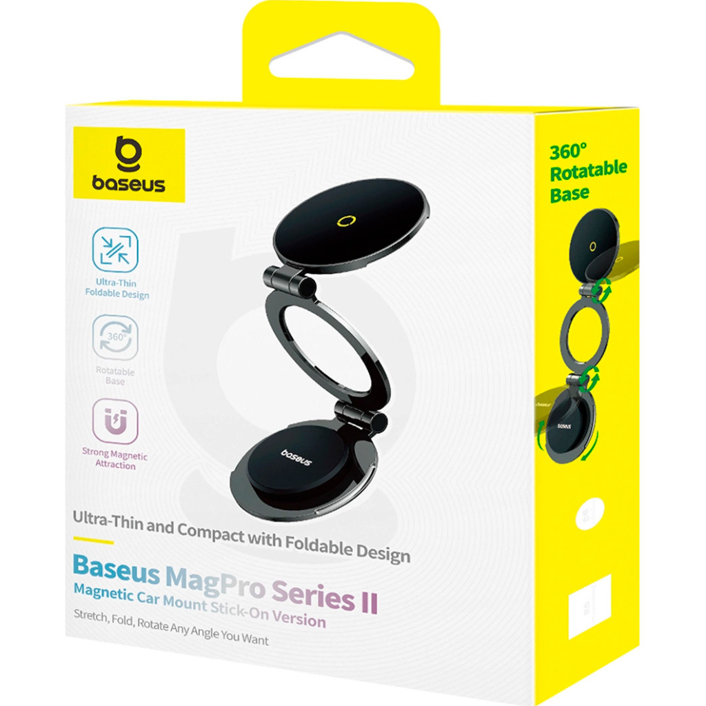 Універсальний автотримач Baseus MagPro Series II Magnetic Car Mount Stick-on Version Cosmic Black (C40172900121-00) - зображення 7