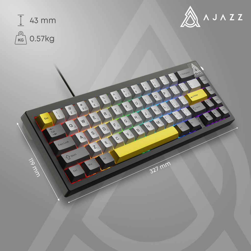 Клавіатура Ajazz AK650 Moon Yellow Switch USB UA Black/Grey/Yellow (AK650-MY-GWY) - изображение 15