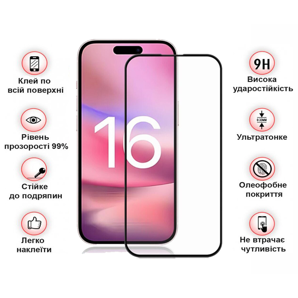 Скло захисне BeCover Apple iPhone 16 Black (712122) - зображення 3
