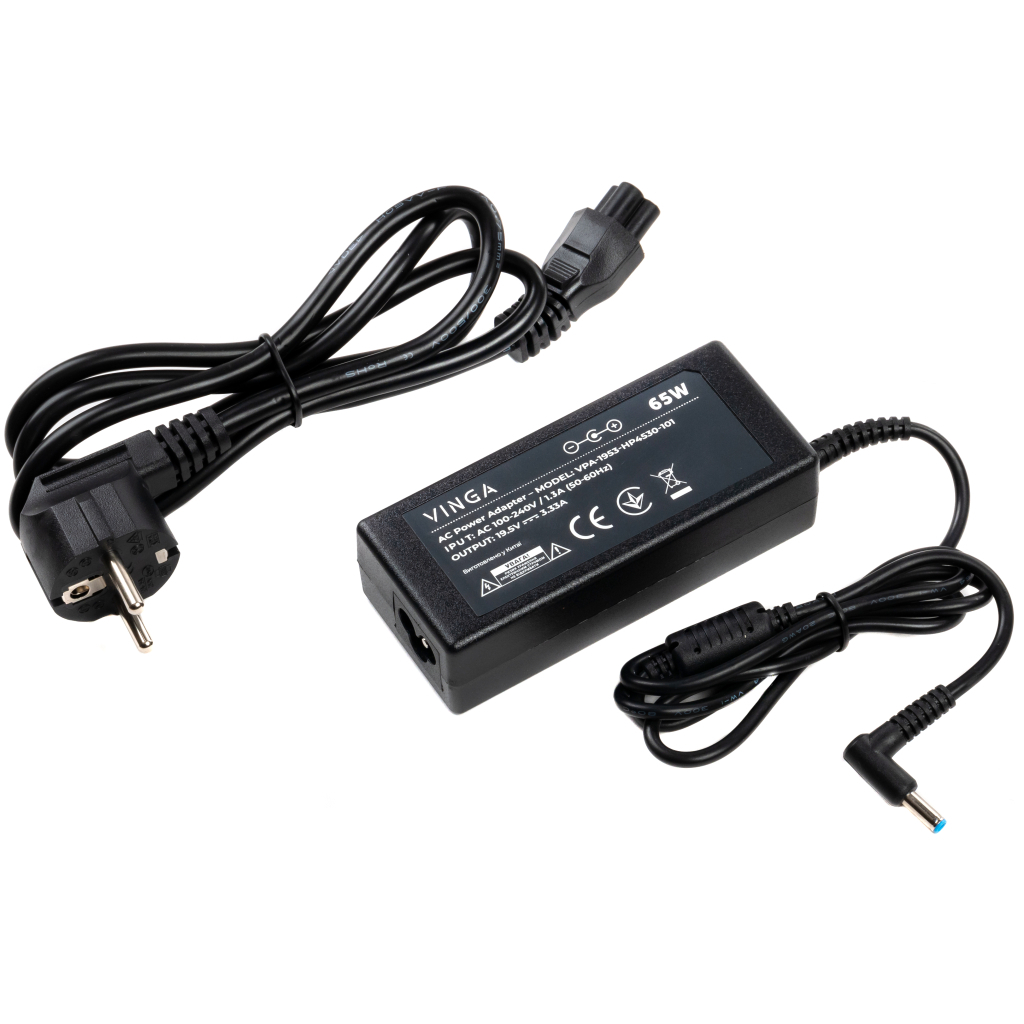 Блок живлення до ноутбуку Vinga HP 65W 19.5V 3.33А 4.5*3.0 (VPA-1953-HP4530-101) - зображення 3