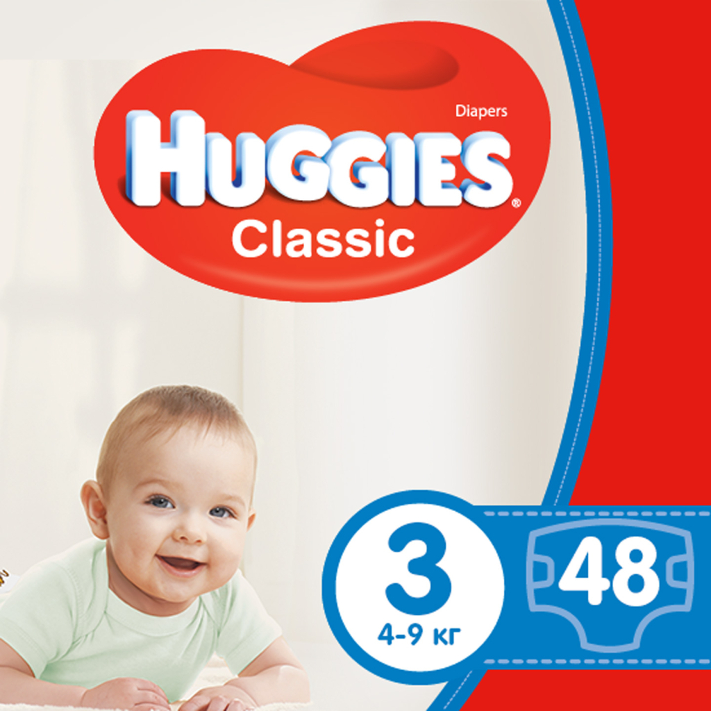 Підгузки Huggies Classic 3 (4-9 кг) Jumbo 48 шт (5029053573908) - зображення 1
