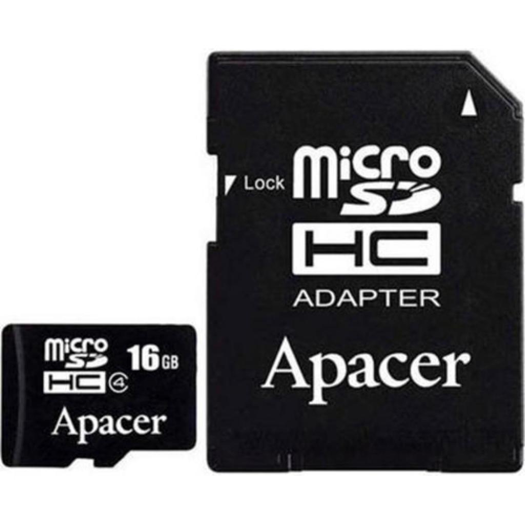 Карта пам'яті Apacer 16GB microSDHC Class4 w/ 1 Adapter RP (AP16GMCSH4-R) - зображення 1