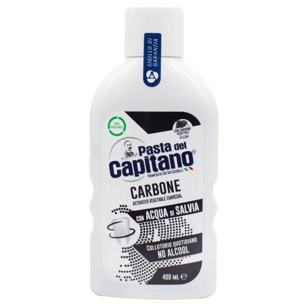 Ополіскувач для порожнини рота Pasta del Capitano Charcoal Carbone Mouthwash З активованим вугіллям 400 мл (8002140033001) - зображення 1