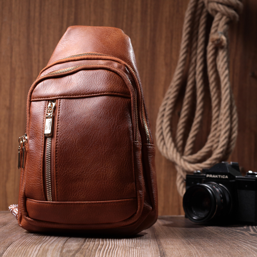 Сумка Vintage Жіноча слінг з екошкіри Руда (22749) - зображення 9