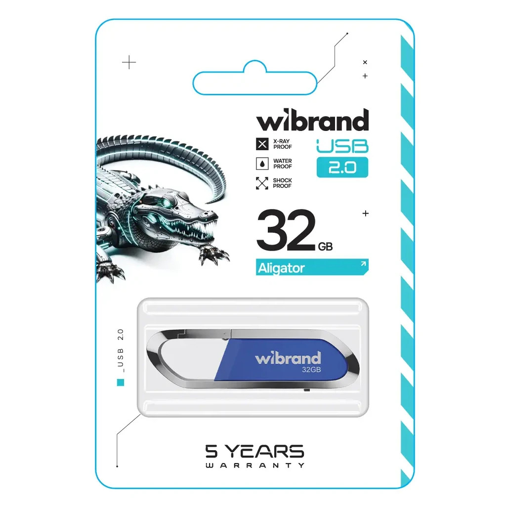 USB флеш накопичувач Wibrand 32GB Aligator Blue USB 2.0 (WI2.0/AL32U7U) - зображення 2