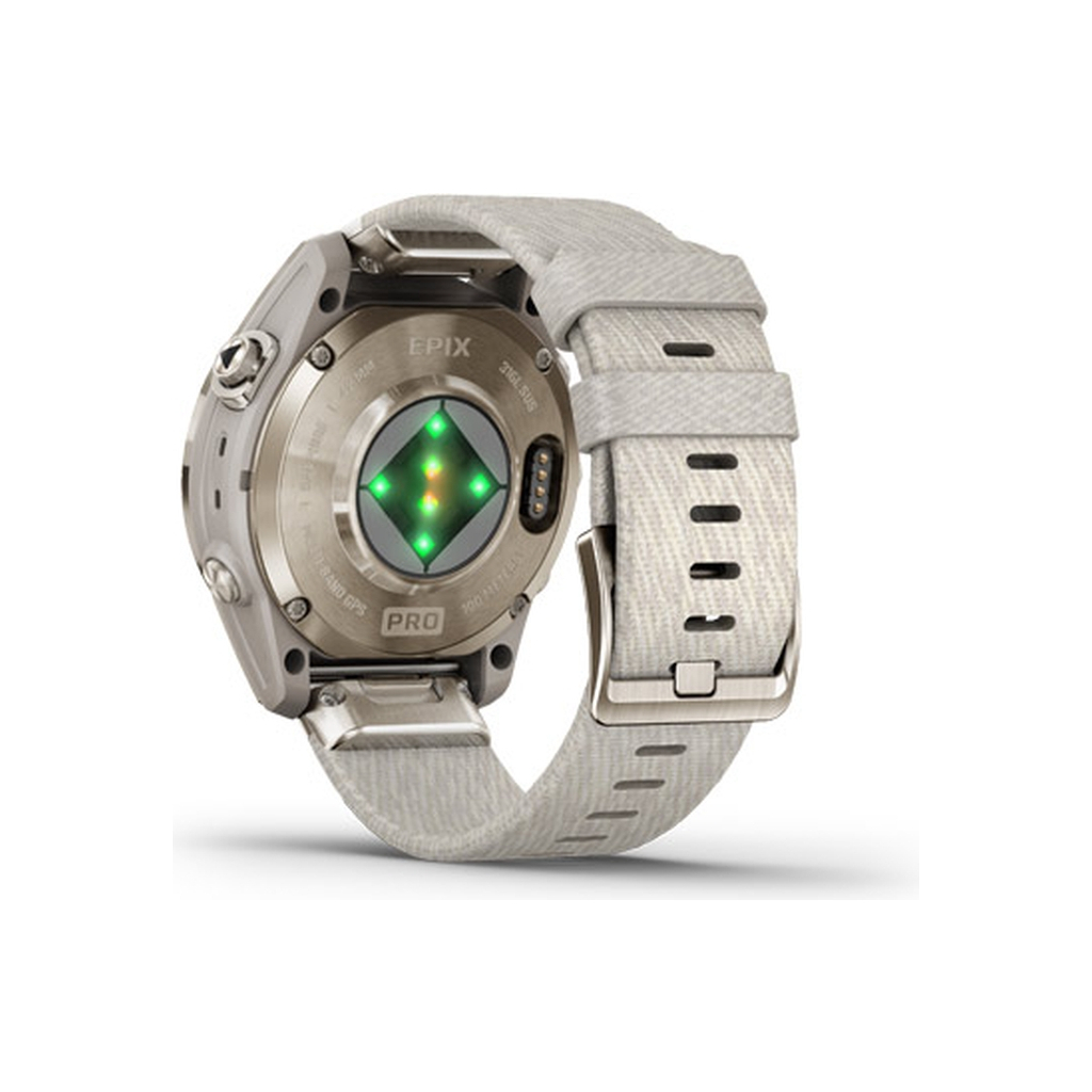 Смарт-годинник Garmin EPIX PRO (g2), 42mm, Saph, SftGld SS, Crm Hthr Nyln, Excl, GPS (010-02802-20) - зображення 6