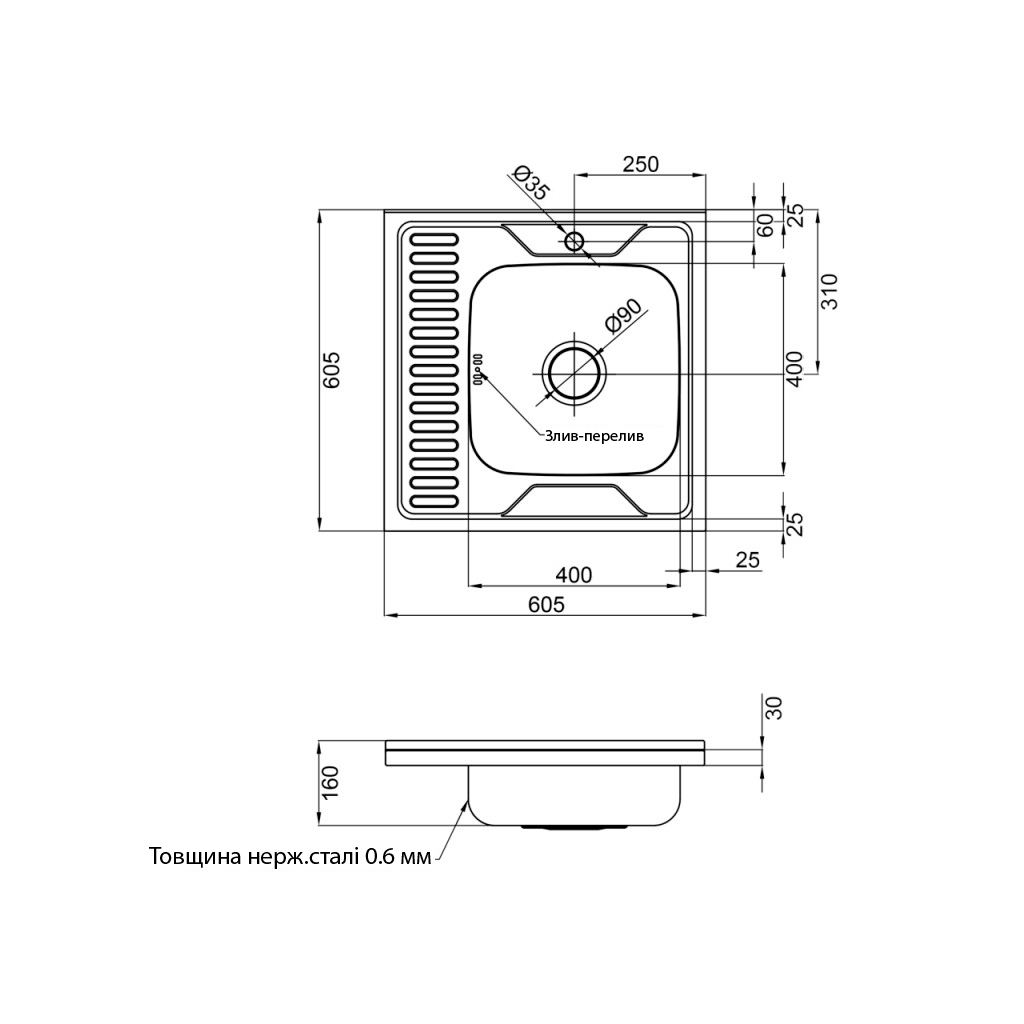 Мийка кухонна Kroner Dekor-6060R 06160 (CV022813) - зображення 2