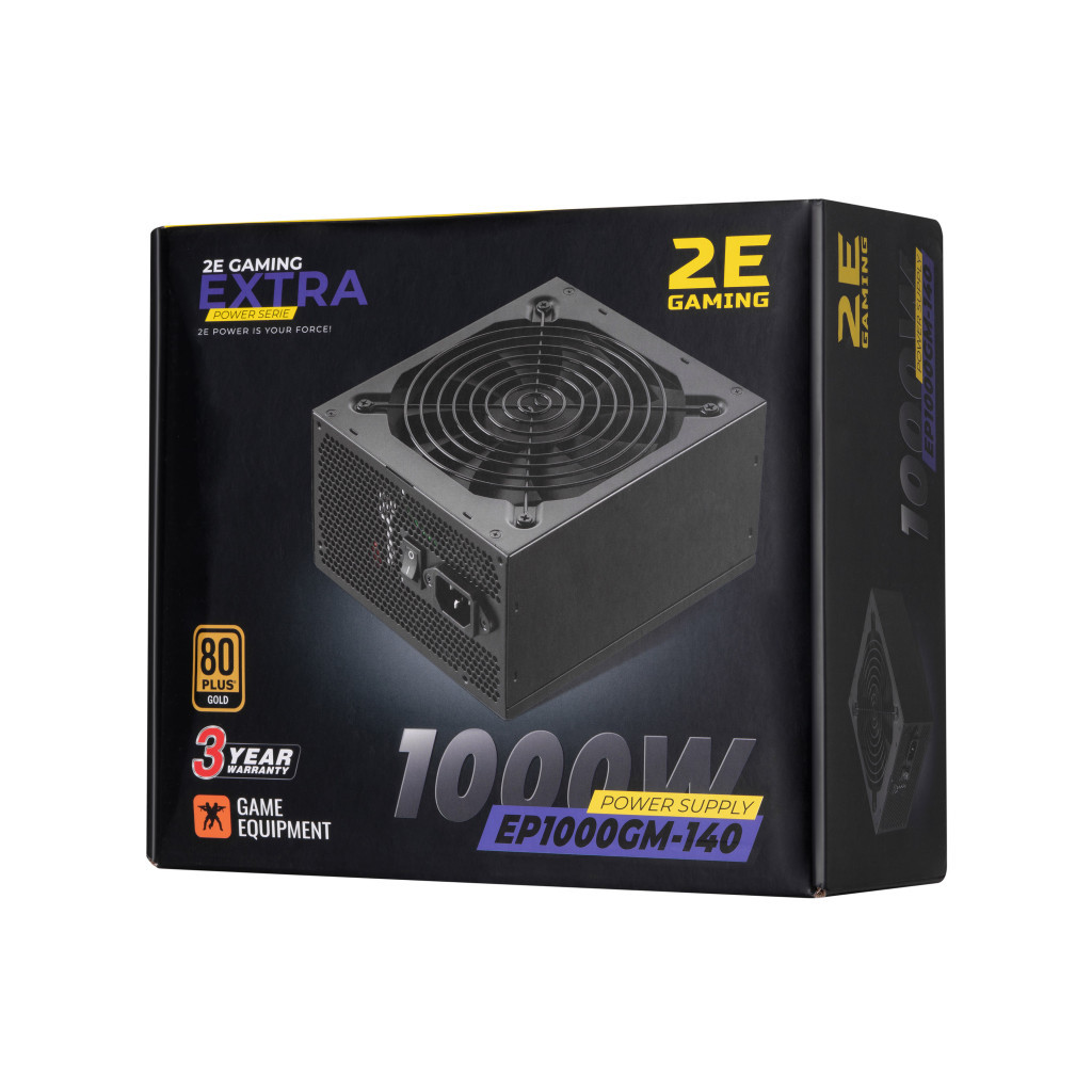 Блок живлення 2E GAMING EXTRA POWER (1000W), >90, 80+ Gold, 140mm, 1xMB 24pin(20+4), 2xCPU 8pin(4+4), 4xMolex, 6x (2E-EP1000GM-140) - зображення 10