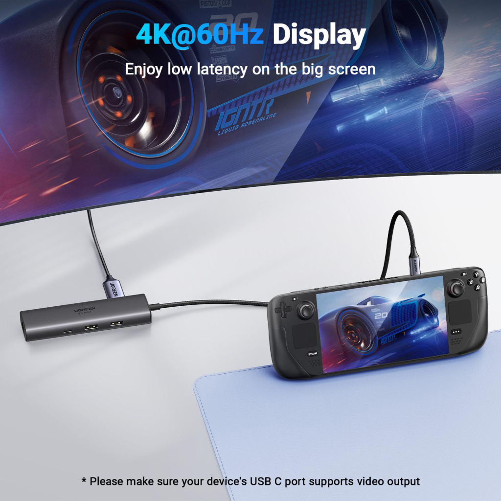 Концентратор Ugreen USB-C to HDMI + 2xUSB 3.2 + USB-C 3.2 + RJ45 + PD CM512 gray (45000) - зображення 3