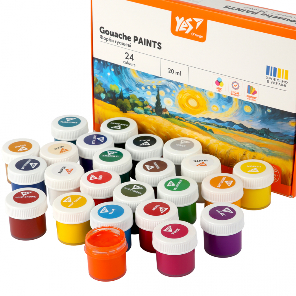 Гуашеві фарби Yes Orange Line 24 кольорів по 20 мл (230434) - изображение 3