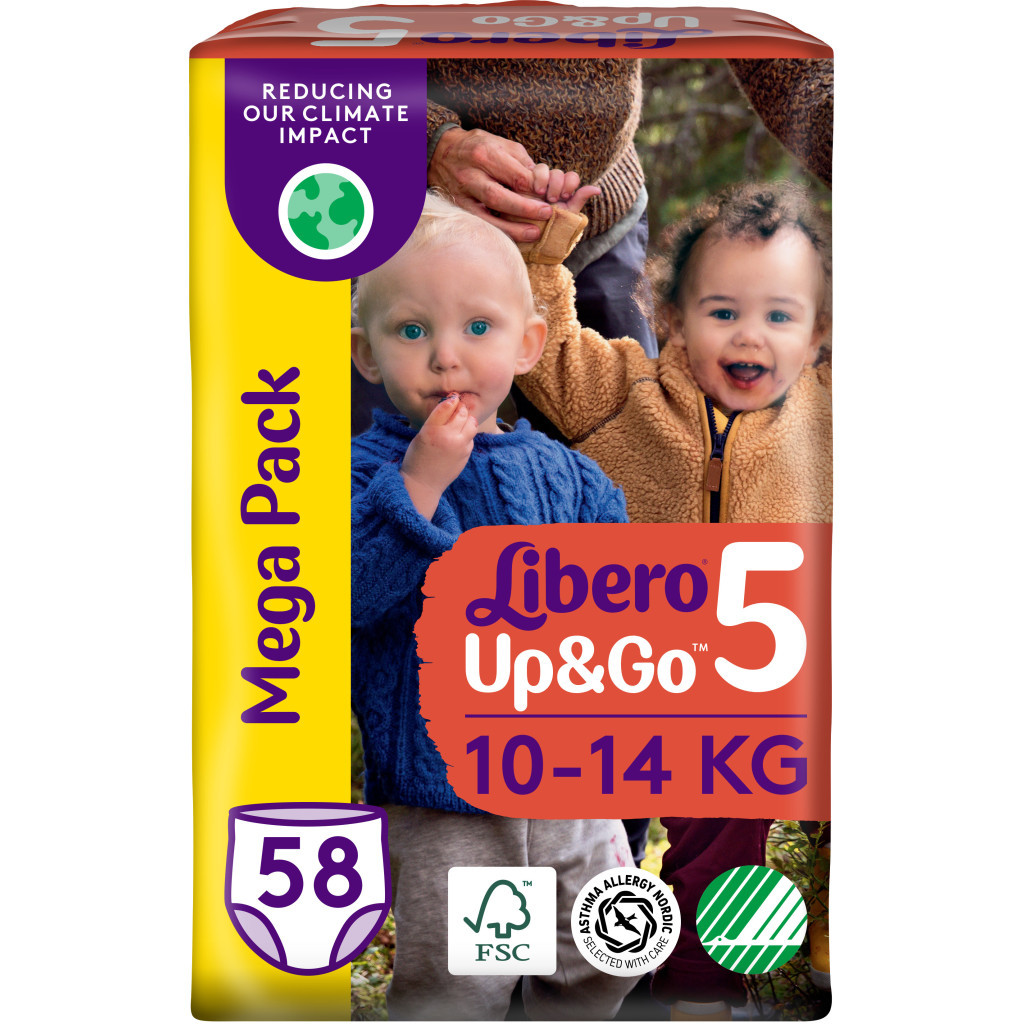 Підгузки Libero Up&Go Розмір 5 (10-14 кг) 58 шт (7322541742595) - изображение 1
