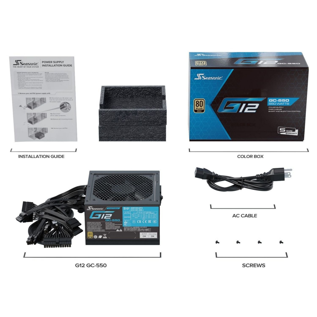 Блок живлення Seasonic 550W G12 GC-550 GOLD (A551GCAFH) - изображение 5