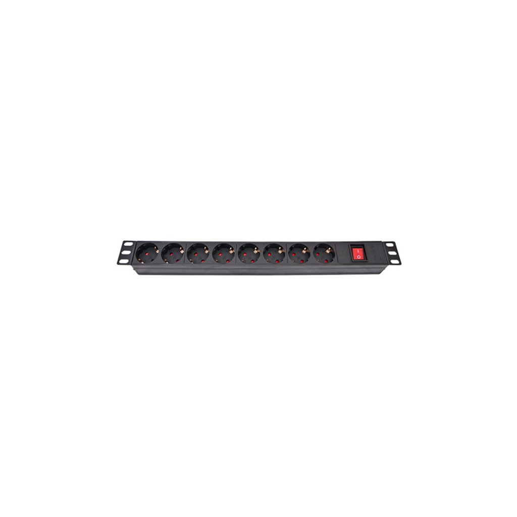 Силовий блок Eserver 19" 8 розеток, вимикач., алюм. корпус PDU 220В, 16А (WT-2261A-GER-8WAY) - изображение 1