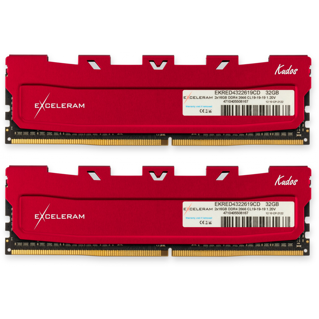 Модуль пам'яті для комп'ютера DDR4 32GB (2x16GB) 2666 MHz Red Kudos eXceleram (EKRED4322619CD) - зображення 1