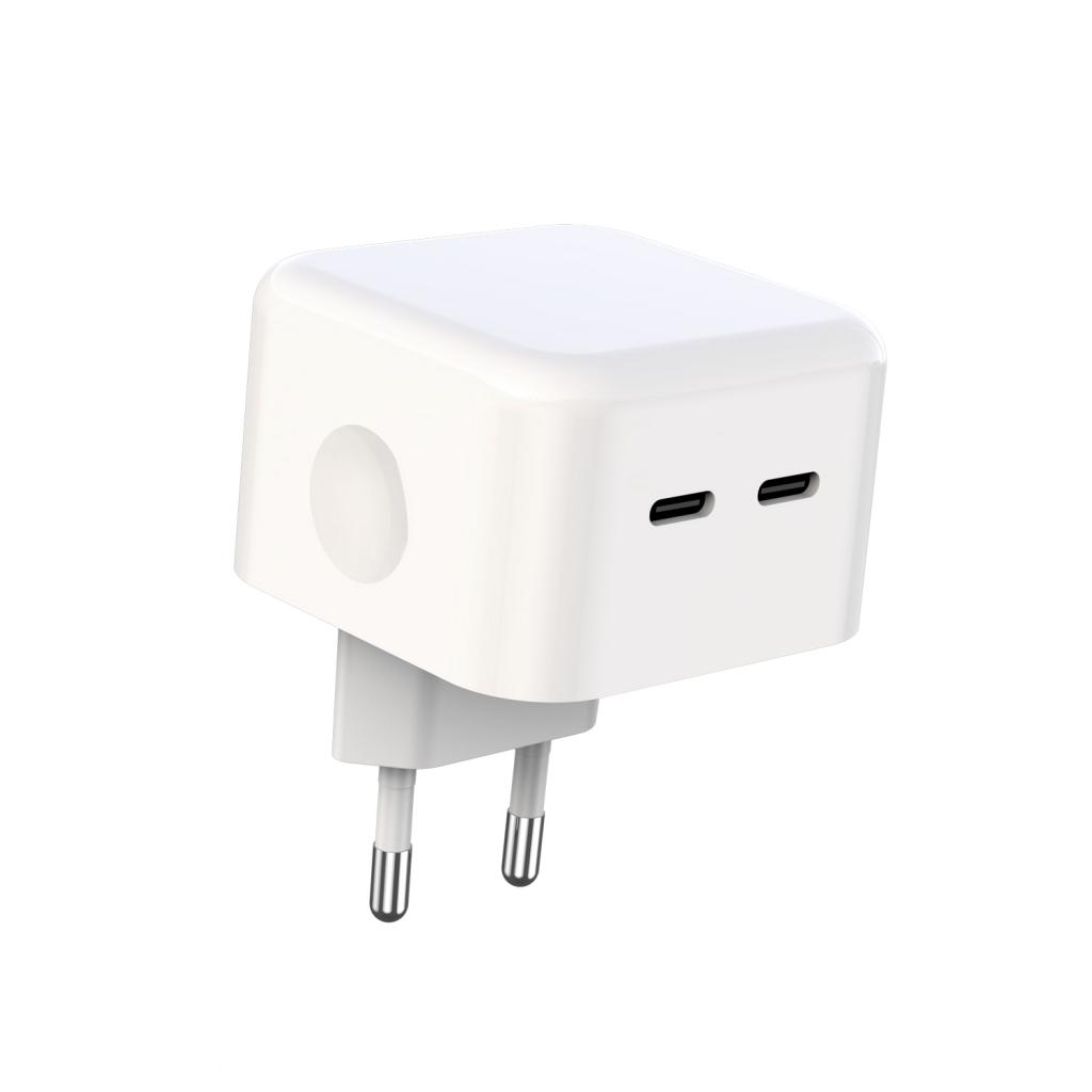Зарядний пристрій XO QC 3.0 L102 35W/2 USB-C + cable Type-C NB124 White (XO-L102c-WH) - зображення 2
