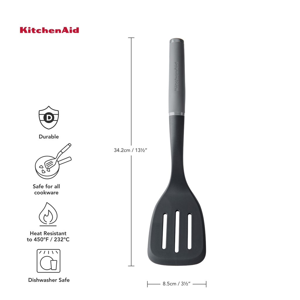 Лопатка кухонна KitchenAid Coreline з прорізами, 34,3 см, сірий (KAS002OHCGG) - зображення 4