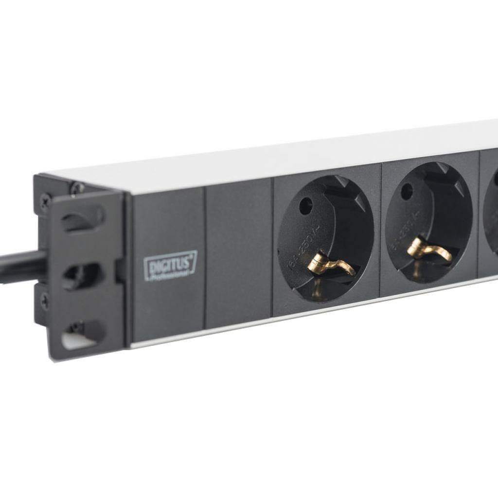 Силовий блок Digitus 10" 1U, 16A, 230V 3xSchuko, вилка Schuko (DN-95411) - изображение 3