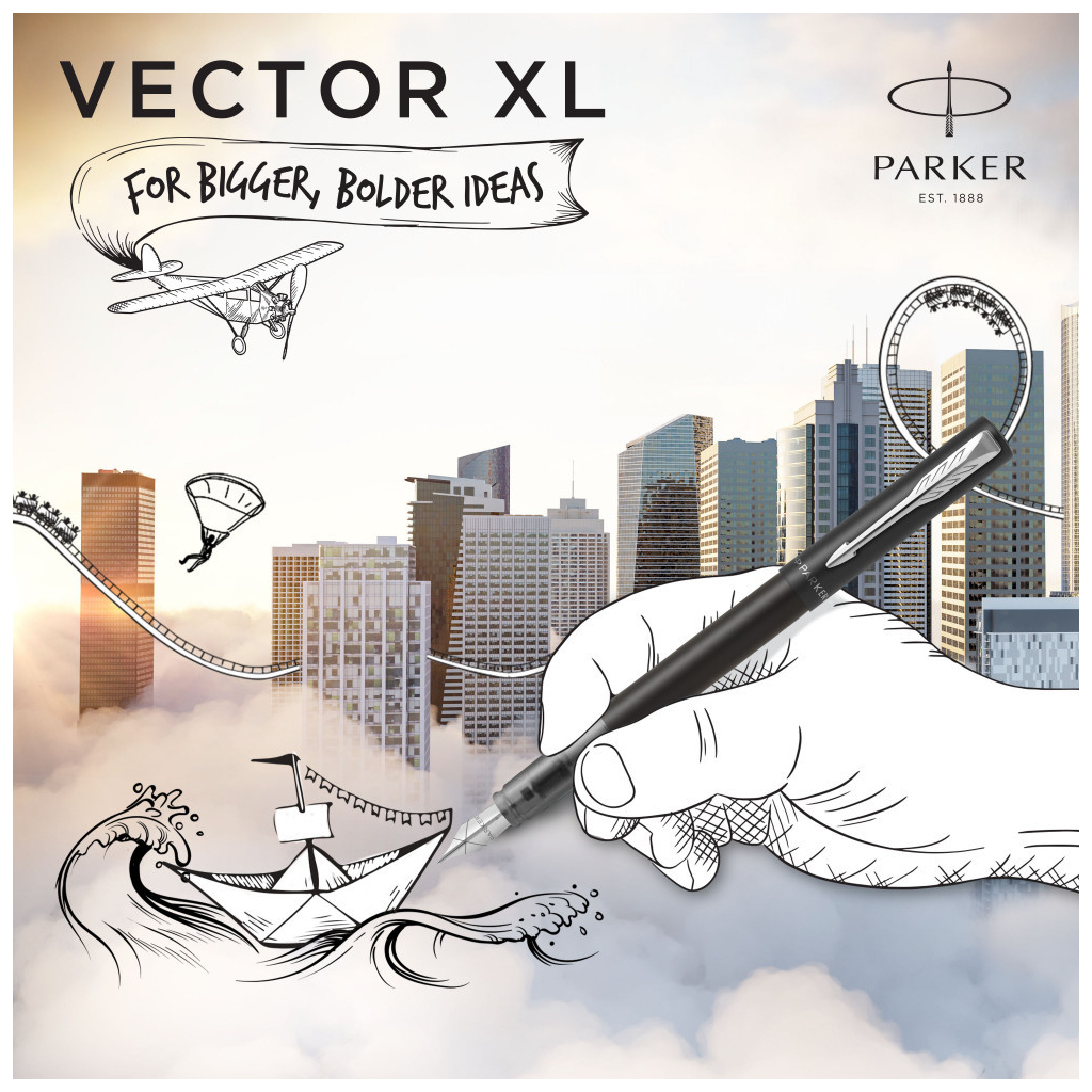 Ручка пір'яна Parker VECTOR 17 XL Metallic Black CT  FP M (06 012) - зображення 7