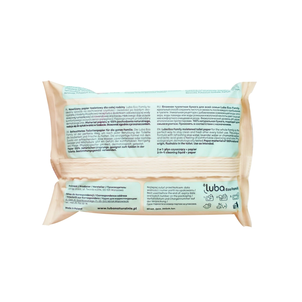Туалетний папір Luba Eco Family Зволожений з ромашковою водою 50 шт. (5903968220914) - изображение 2