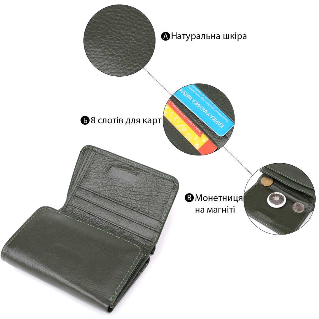 Гаманець ST Leather З натуральної шкіри Зелений (23076) - зображення 4