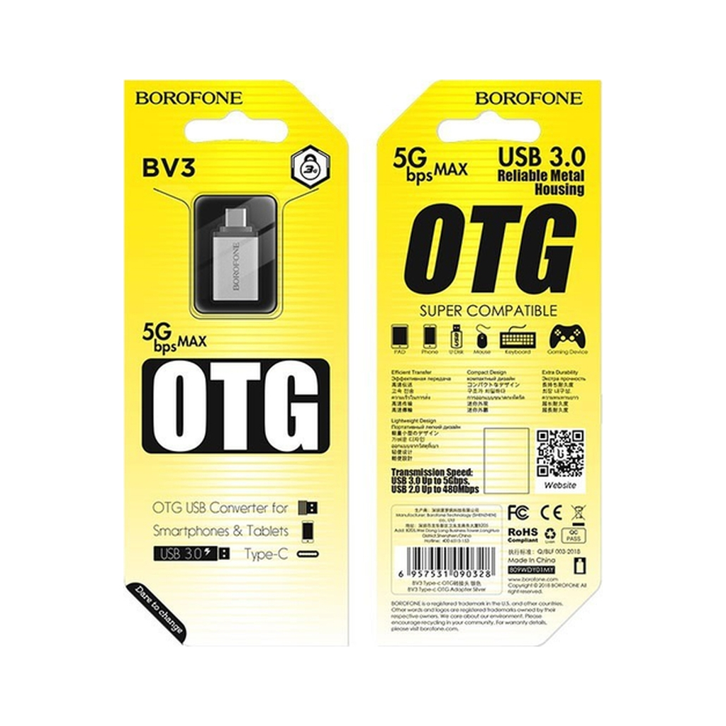 Перехідник OTG USB 3.0 AF to USB-C BOROFONE (6957531090328) - зображення 8