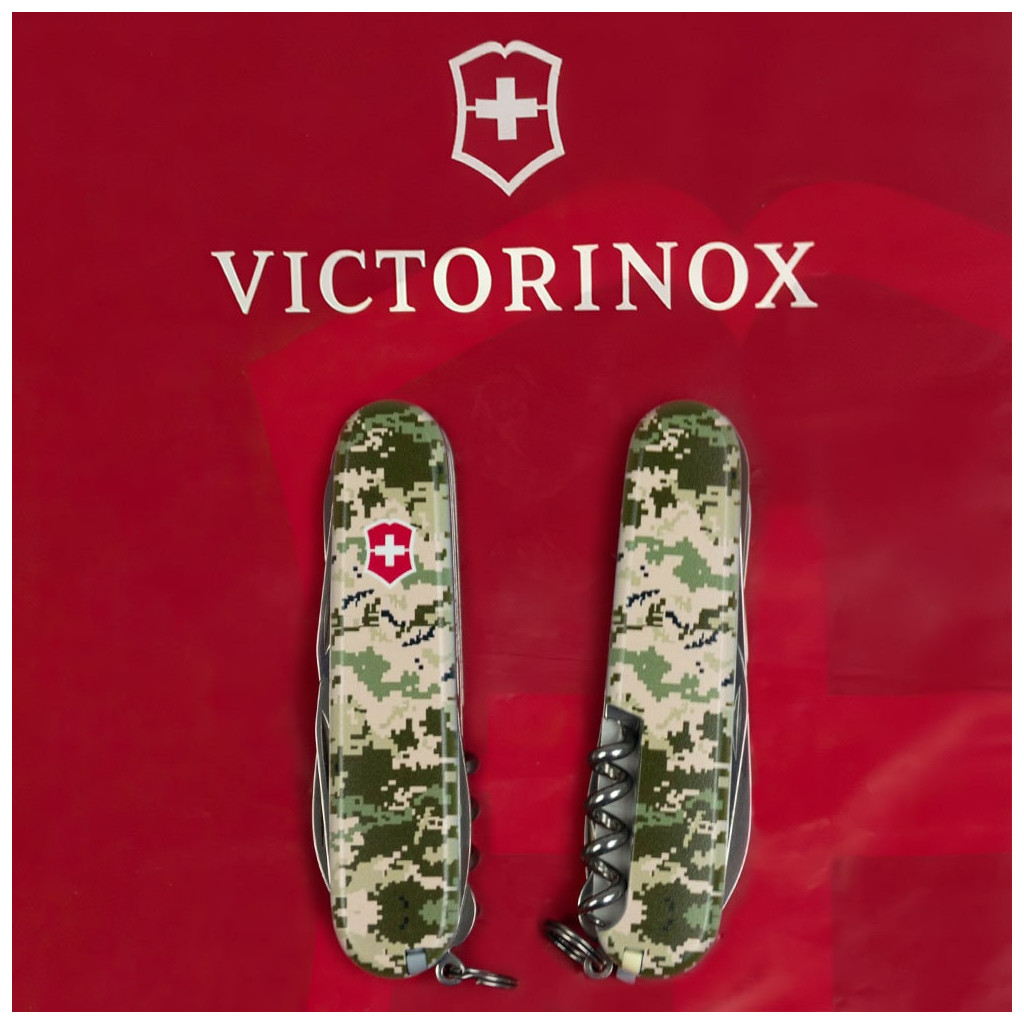 Ніж Victorinox Huntsman Army 91 мм Піксель + Лого (1.3713.3_W3941p) - зображення 11