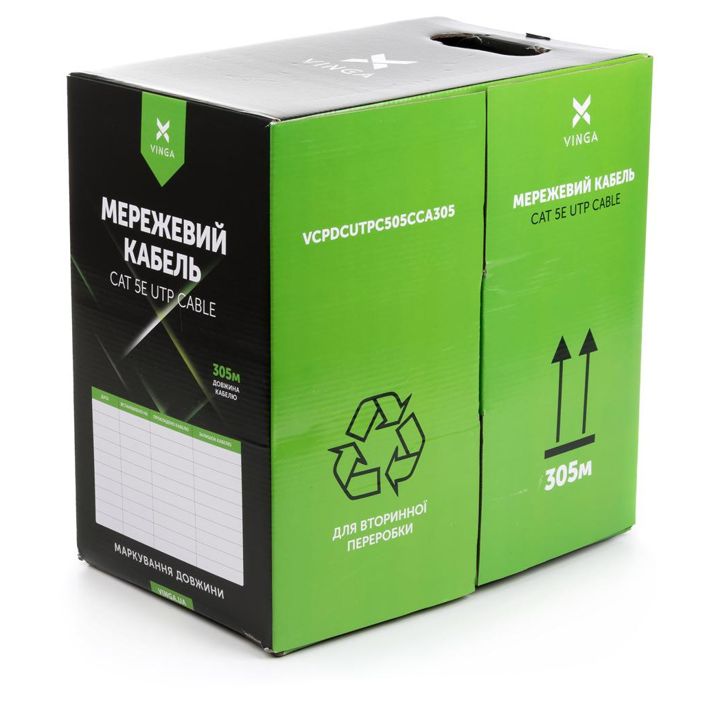 Кабель мережевий Vinga UTP Cat5e CCA 4 pairs 305 m (VCPDCUTPC505CCA305) - изображение 2