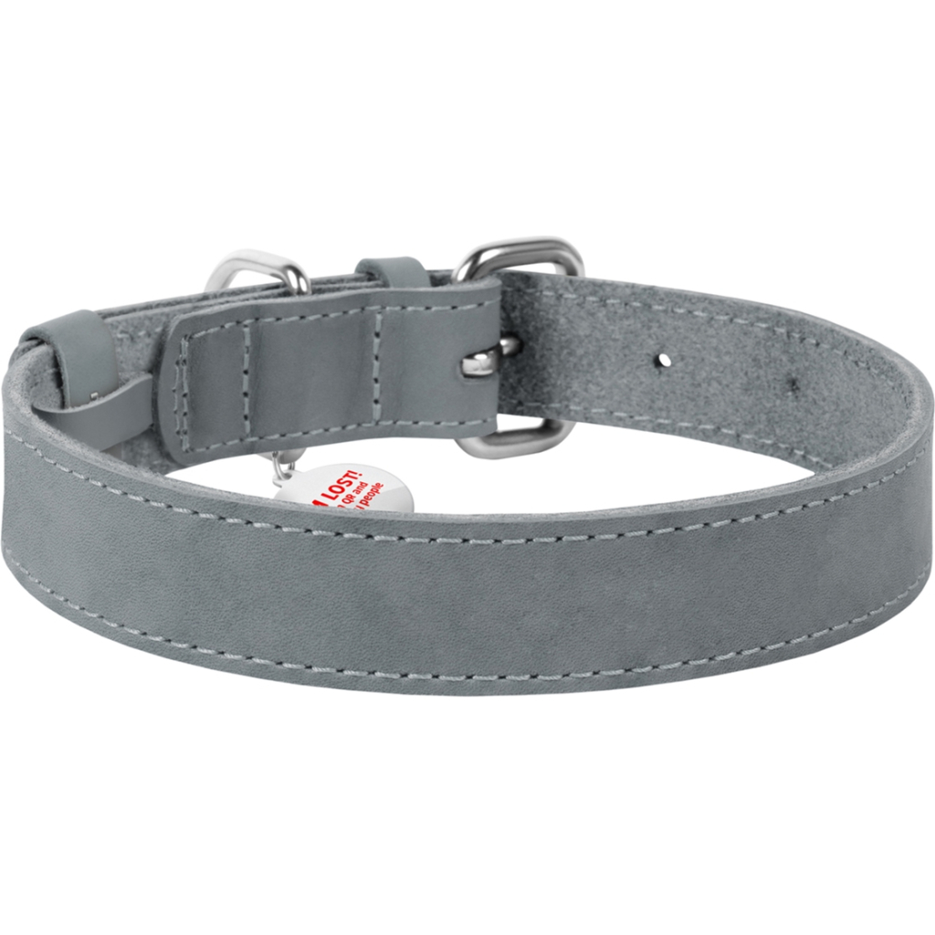 Нашийник для тварин WAUDOG Classic шкіряний 12 мм х 21-29 см сірий (020211) - зображення 2