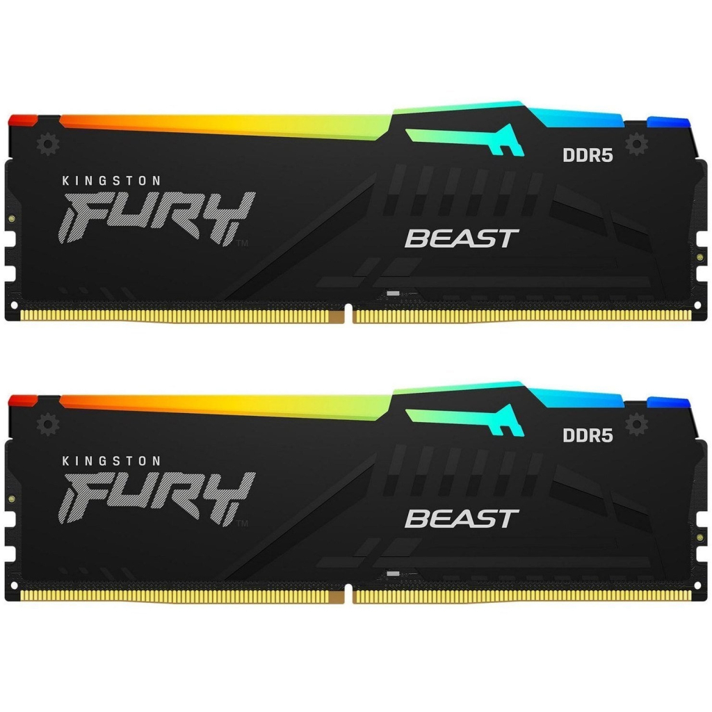 Модуль пам'яті для комп'ютера DDR5 32GB (2x16GB) 6000 MHz Beast RGB Kingston Fury (ex.HyperX) (KF560C36BBE2AK2-32) - зображення 1