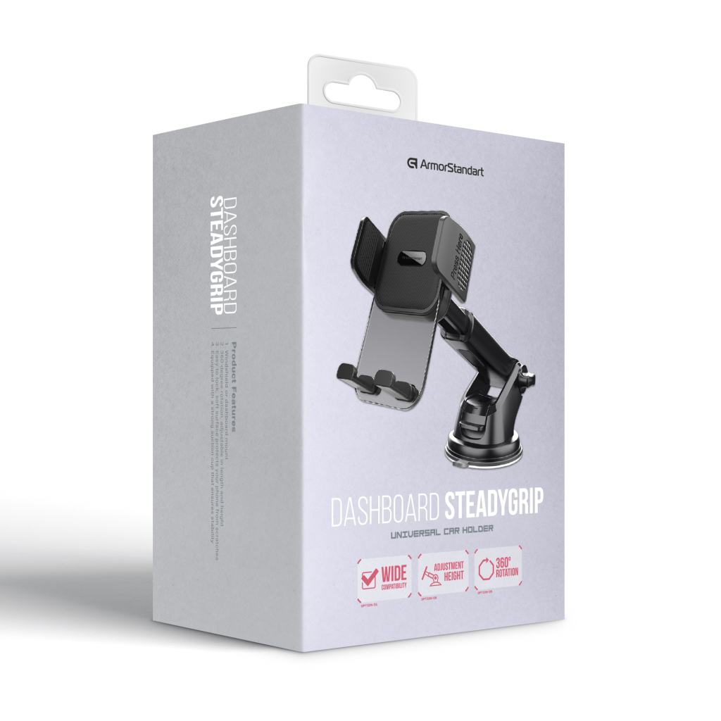 Універсальний автотримач Armorstandart SteadyGrip Dashboard Black (ARM85339) - зображення 2