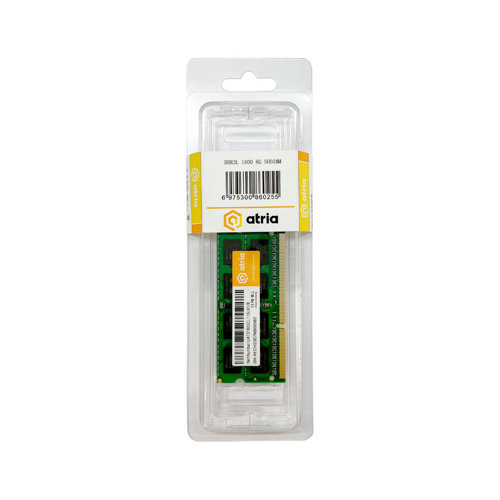 Модуль пам'яті для ноутбука SoDIMM DDR3 8GB 1600 MHz ATRIA (UAT31600CL11SLK1/8) - зображення 3