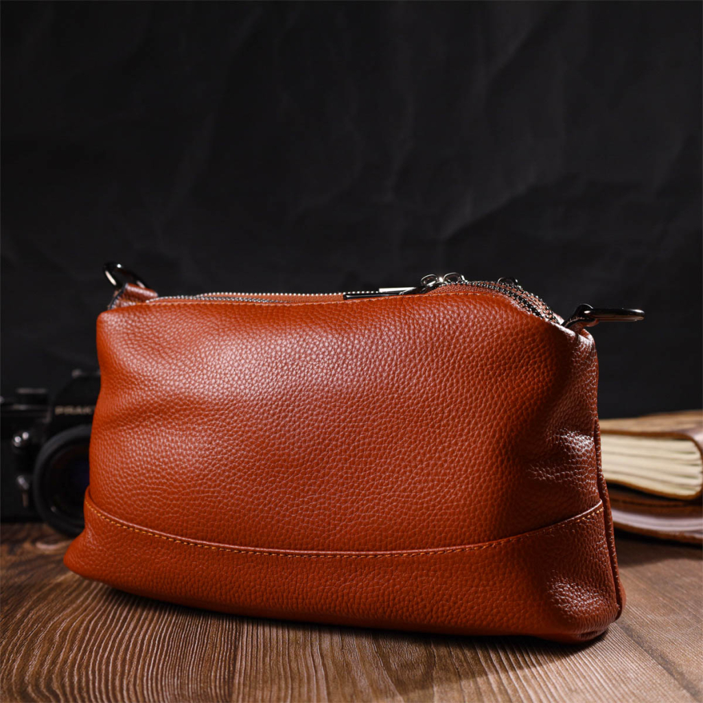 Сумка Vintage На три відділення з натуральної шкіри Руда (22138) - зображення 9