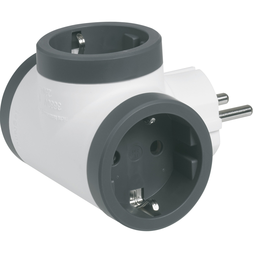 Мережевий розгалужувач Legrand ПРЕМІУМ 3х2К+З бокові розетки, колір Білий/Чорний (694520) - зображення 3