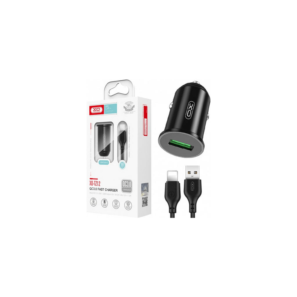 Зарядний пристрій XO USB QC3.0 18W + cable USB to Lightning black (TZ12-L-BK) - зображення 2