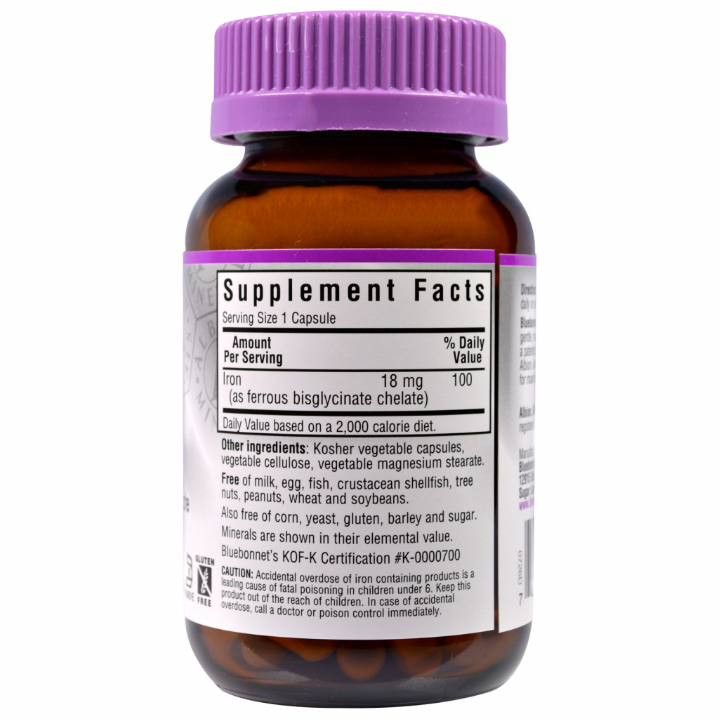 Мінерали Bluebonnet Nutrition Хелатний Залізо 18мг, Albion, 90 гелевих капсул (BLB-00726) - зображення 2