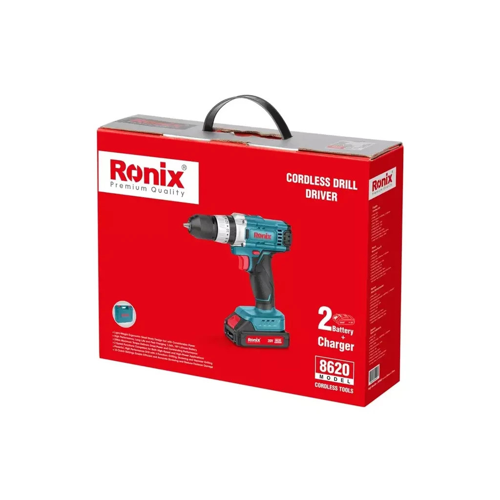 Шуруповерт Ronix акумуляторний 20В, 1.5Ah x 2 (8620) - изображение 11