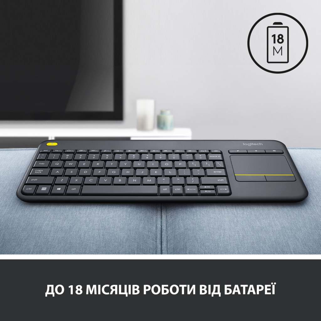 Клавіатура Logitech K400 Plus Touch Wireless UA Black (920-007145) - зображення 7