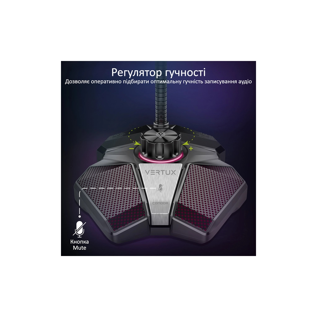 Мікрофон Vertux Condor USB Black (condor.black) - зображення 6