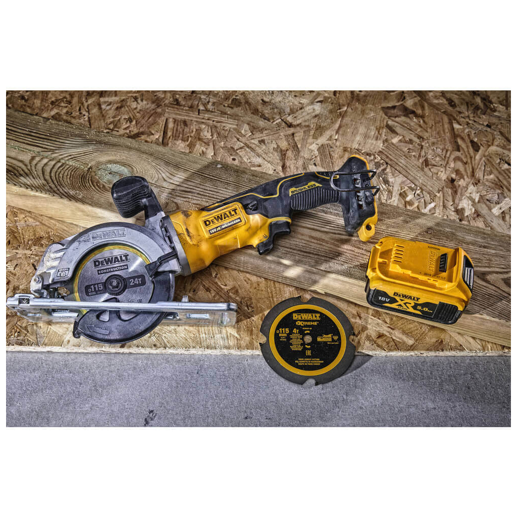 Дискова пила DeWALT 18В XR Li-Ion, безщіткова, диск 115х9.5 мм, 2.5 кг, 2x5Ah, кейс TSTAK (DCS571P2) - зображення 6