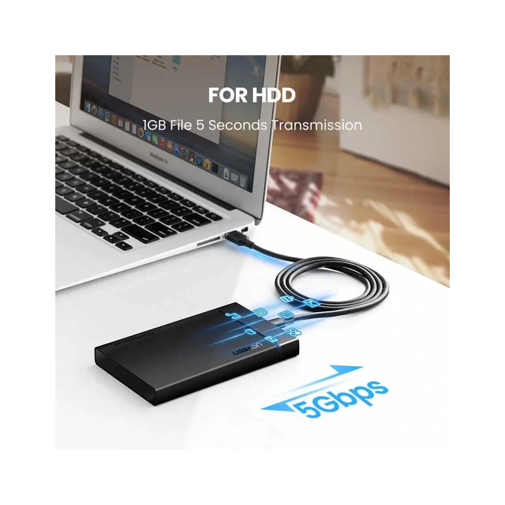 Дата кабель USB 3.0 AM to USB-C 1.5m 3A US184 black Ugreen (20883) - зображення 3