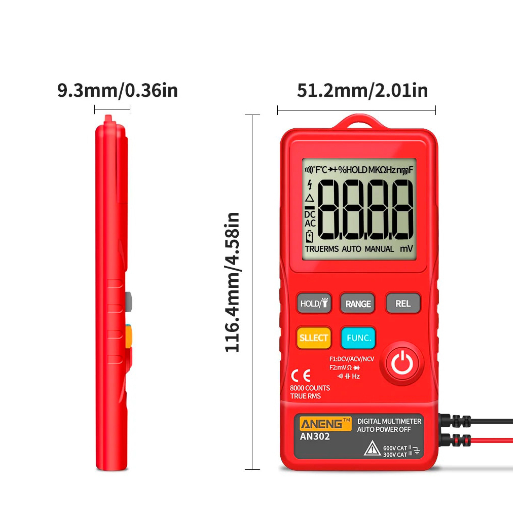 Цифровий мультиметр ANENG AN-302, V, A, R, C, F (AN-302) - зображення 3