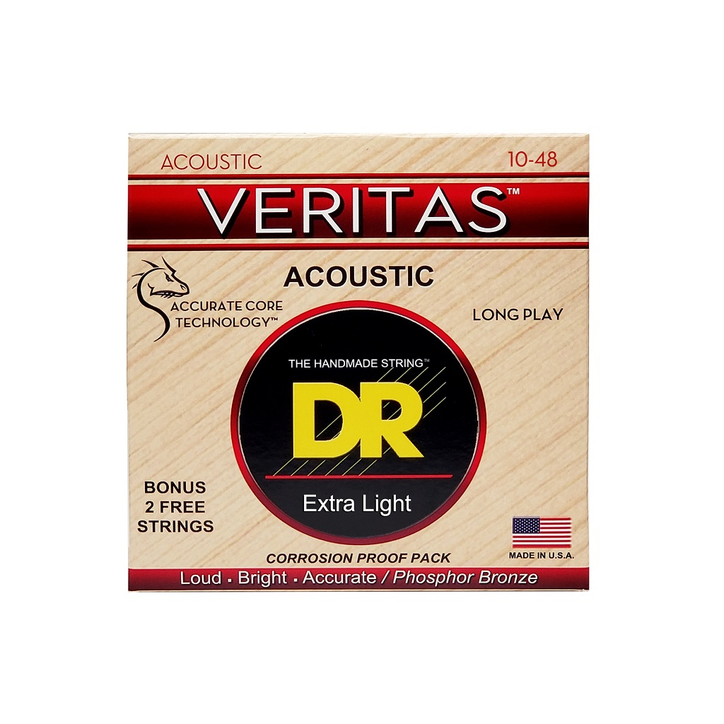 Струни для гітари DR Strings VERITAS Coated Core Acoustic Guitar Strings - Extra Light (10-48) (VTA-10) - зображення 1