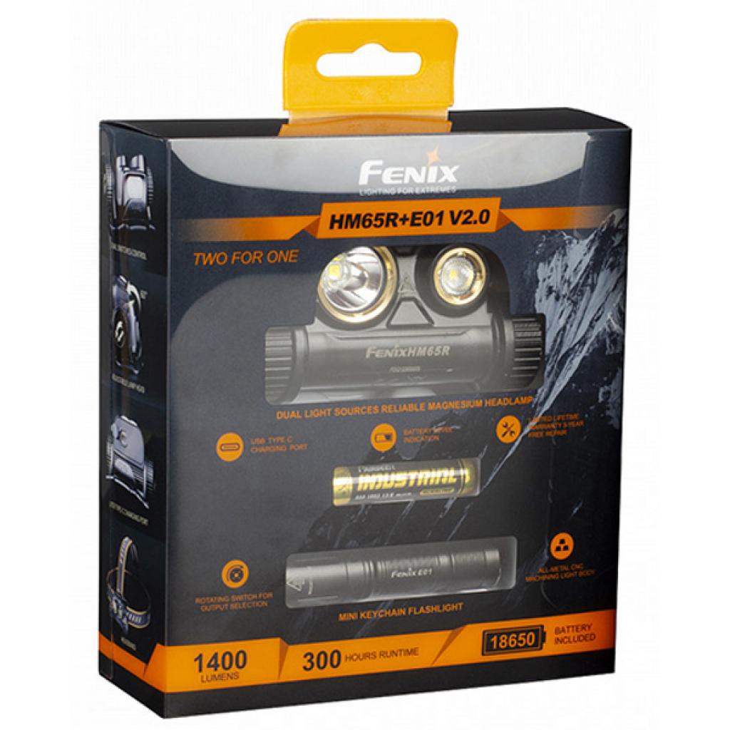Ліхтар Fenix HM65R + ліхтар ручний Fenix E01 V2.0 (HM65RE01V20) - зображення 6