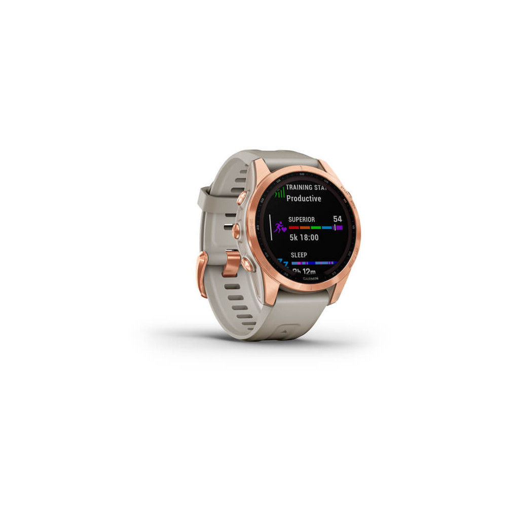 Смарт-годинник Garmin fenix 7S Sol, Rose Gold w/ Light Sand Band, GPS (010-02539-11) - изображение 3
