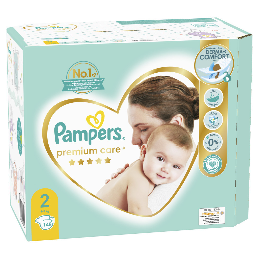 Підгузки Pampers Premium Care Mini Розмір 2 (4-8 кг), 148 шт (4015400770275) - зображення 3