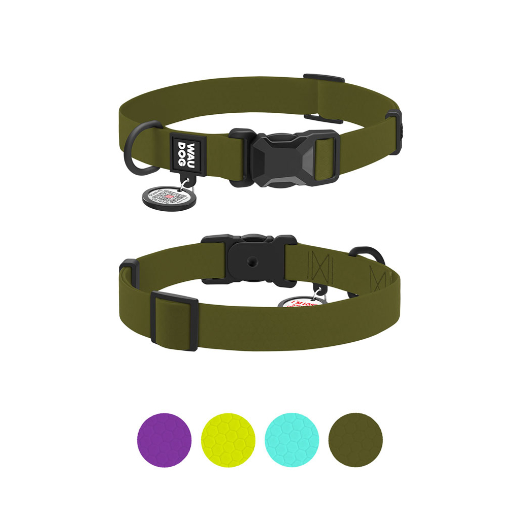 Нашийник для тварин WAUDOG Magnet c QR паспортом, магнітна пряжка-фастекс L хакі (279631) - зображення 5
