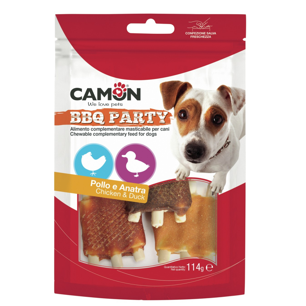 Ласощі для собак Camon Реберця качки та курки На кальцієвій кісточці 14 шт 98 г (AE902) - зображення 1