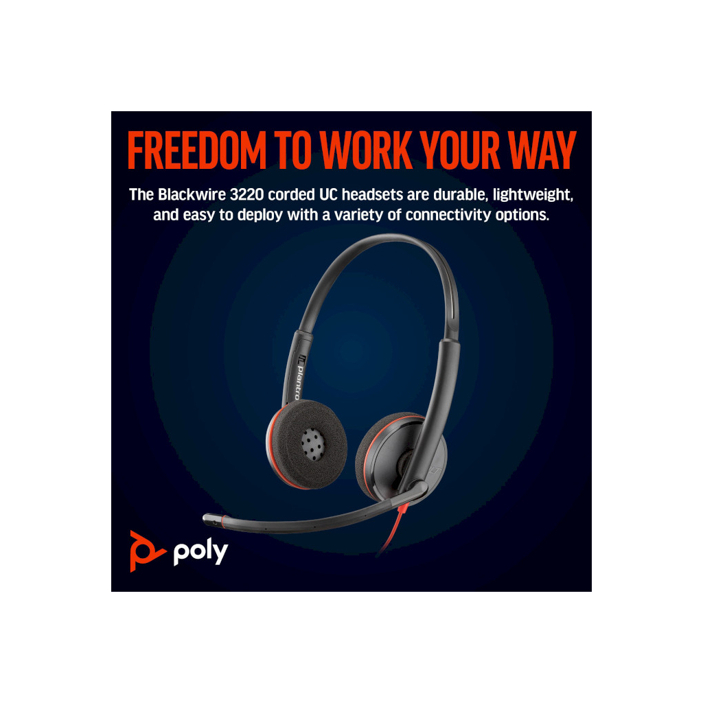 Навушники Poly Blackwire 3220 USB-A/C (8X228AA) - зображення 3