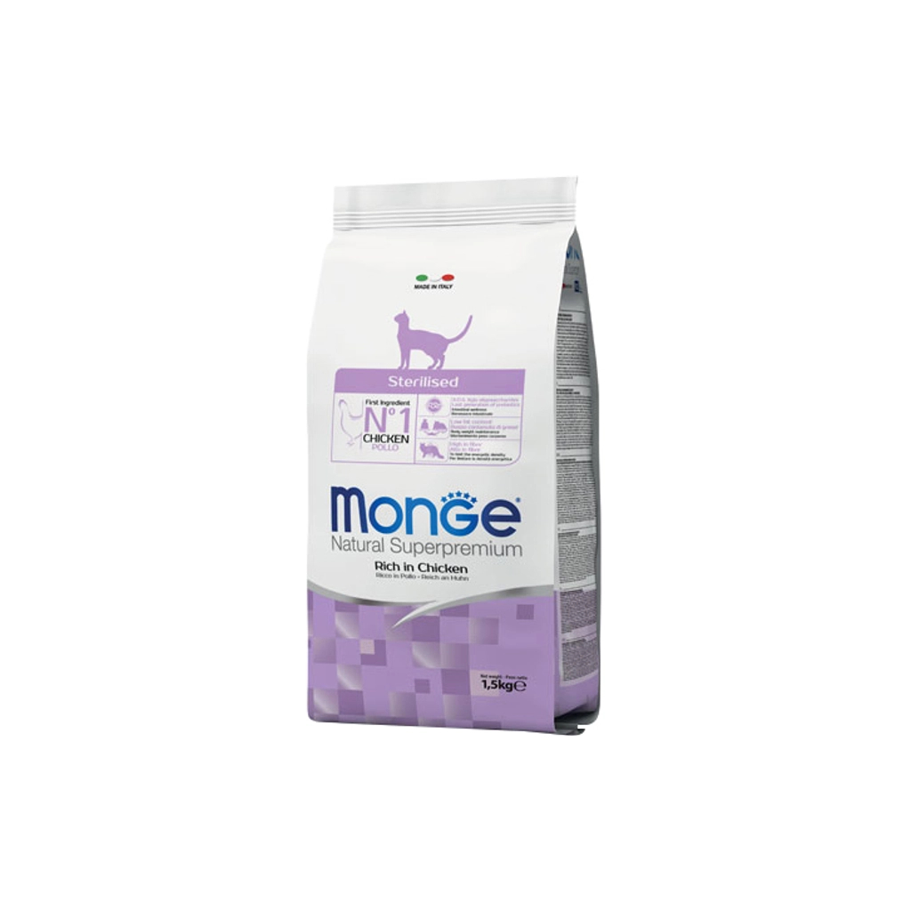 Сухий корм для кішок Monge Cat Sterilised зі смаком курки та лосося 1.5 кг (8009470011938) - зображення 1